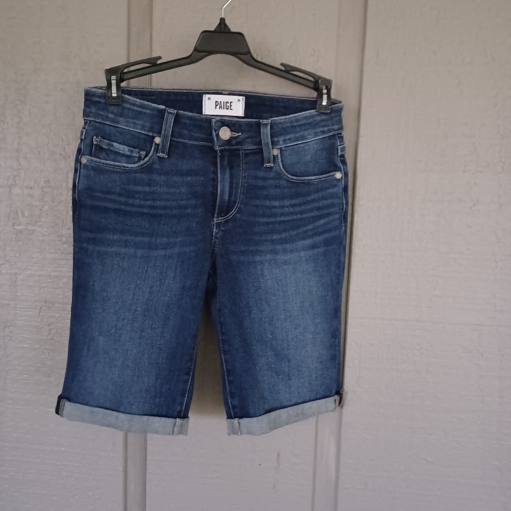 Paige Jax Knee Denim Shorts Size 24 Denim Cotton Blend Women In Alvira